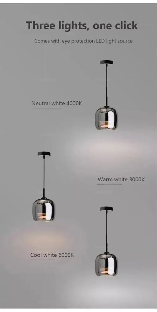 Modern glossy black nordic glass led pendant – dining room light