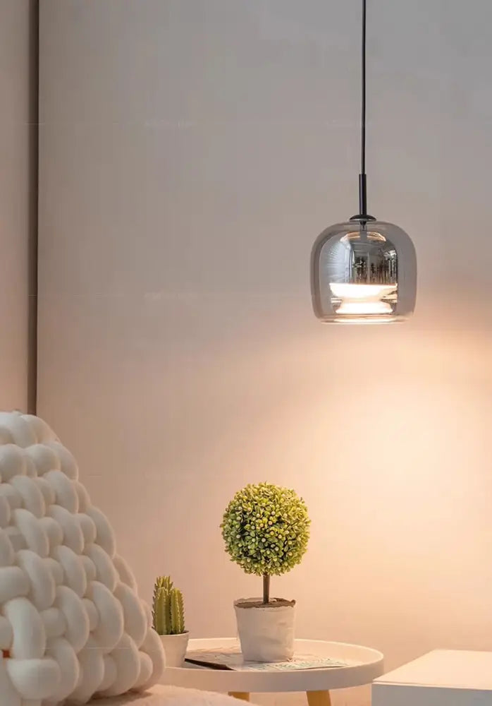 Modern glossy black nordic glass led pendant – dining room light