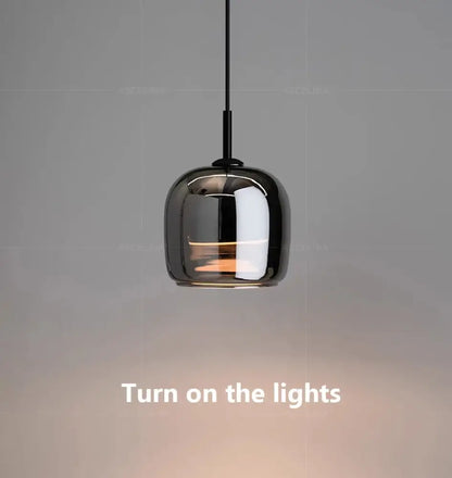 Modern glossy black nordic glass led pendant – dining room light