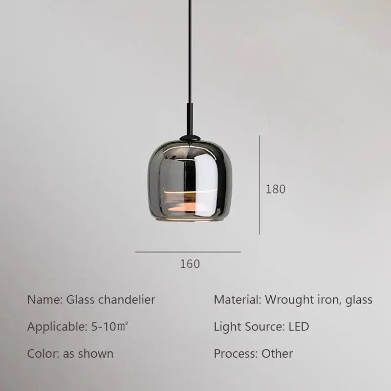 Modern glossy black nordic glass led pendant – dining room light