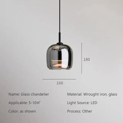 Modern glossy black nordic glass led pendant – dining room light