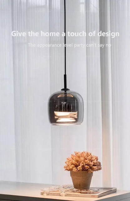 Modern glossy black nordic glass led pendant – dining room light