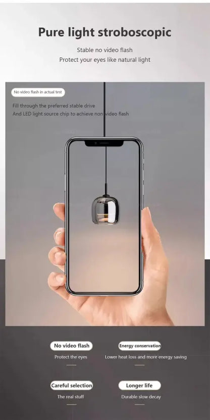 Modern glossy black nordic glass led pendant – dining room light