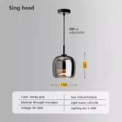 Modern glossy black nordic glass led pendant – dining room light