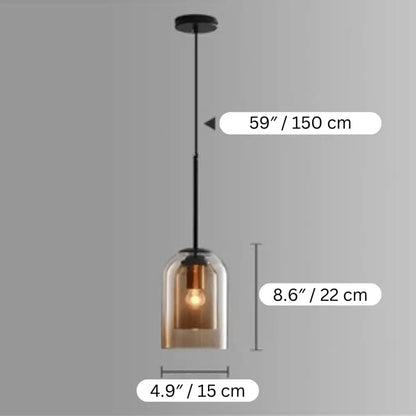Modern black glass pendant light – kitchen clear dome set