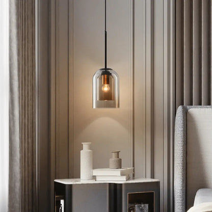 Modern black glass pendant light – kitchen clear dome set