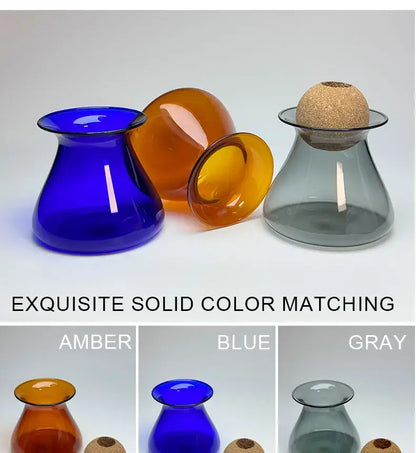 Deep blue nordic glass vase for living room hydroponic decor