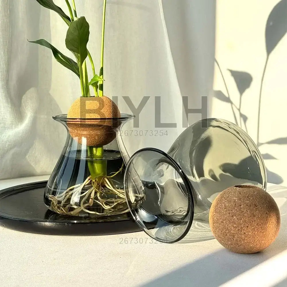 Deep blue nordic glass vase for living room hydroponic decor