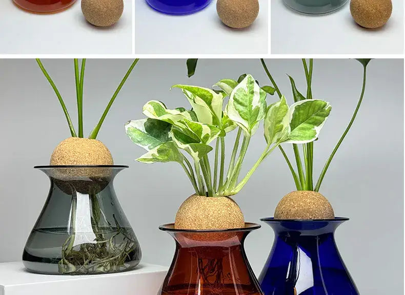 Deep blue nordic glass vase for living room hydroponic decor