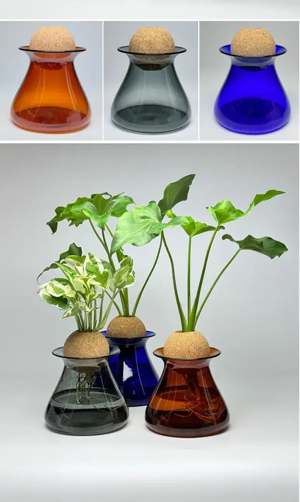 Deep blue nordic glass vase for living room hydroponic decor