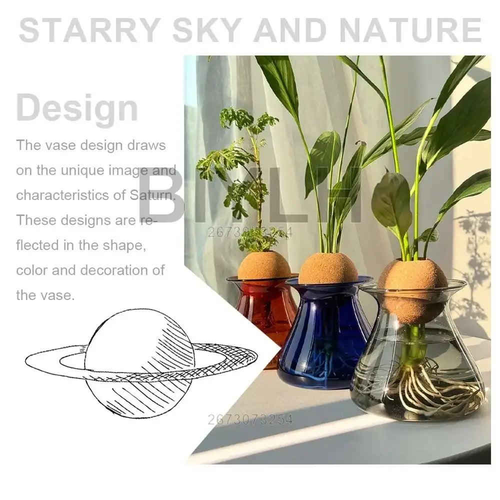 Deep blue nordic glass vase for living room hydroponic decor