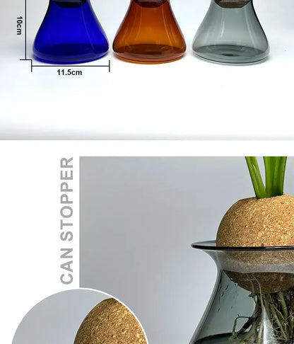 Deep blue nordic glass vase for living room hydroponic decor