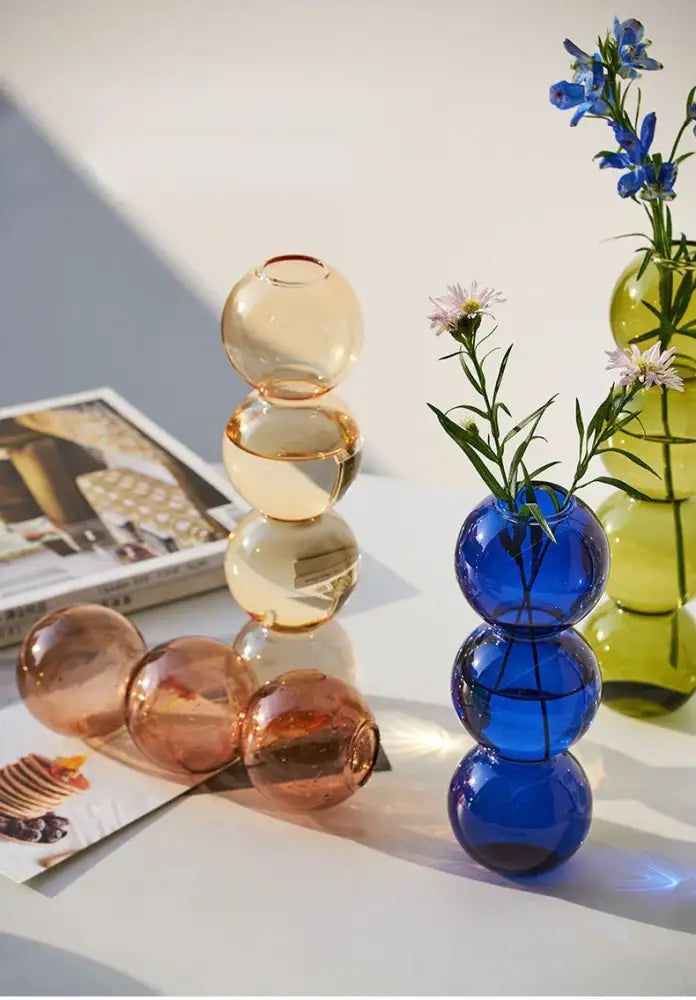 Stacked multi colored nordic glass vase living room decor