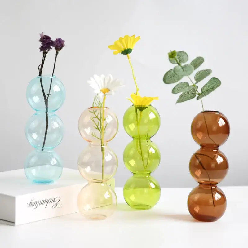Stacked multi colored nordic glass vase living room decor