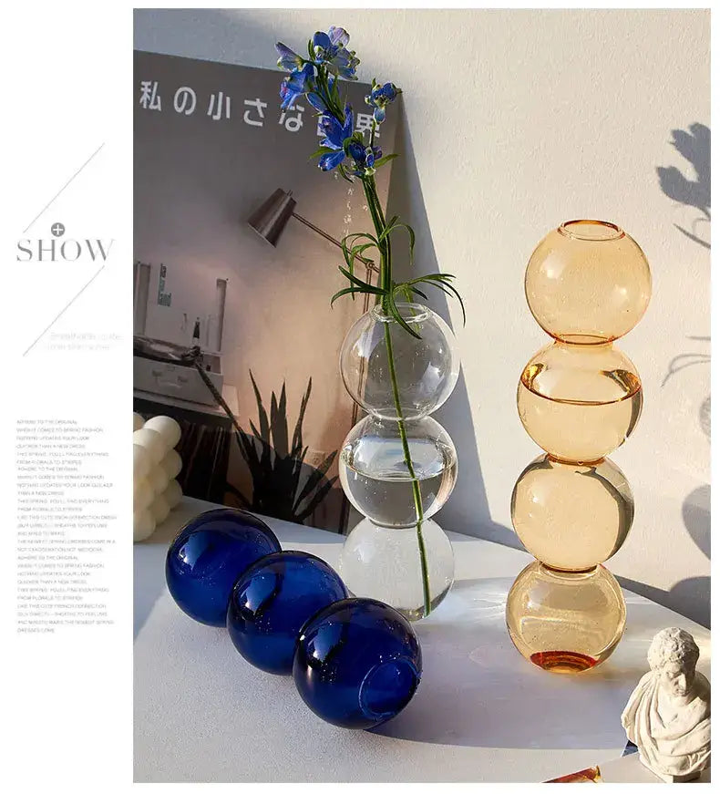 Stacked multi colored nordic glass vase living room decor