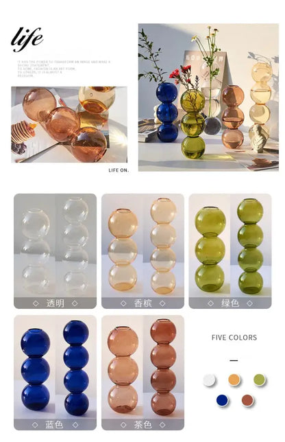 Stacked multi colored nordic glass vase living room decor