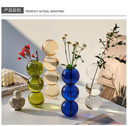Stacked multi colored nordic glass vase living room decor
