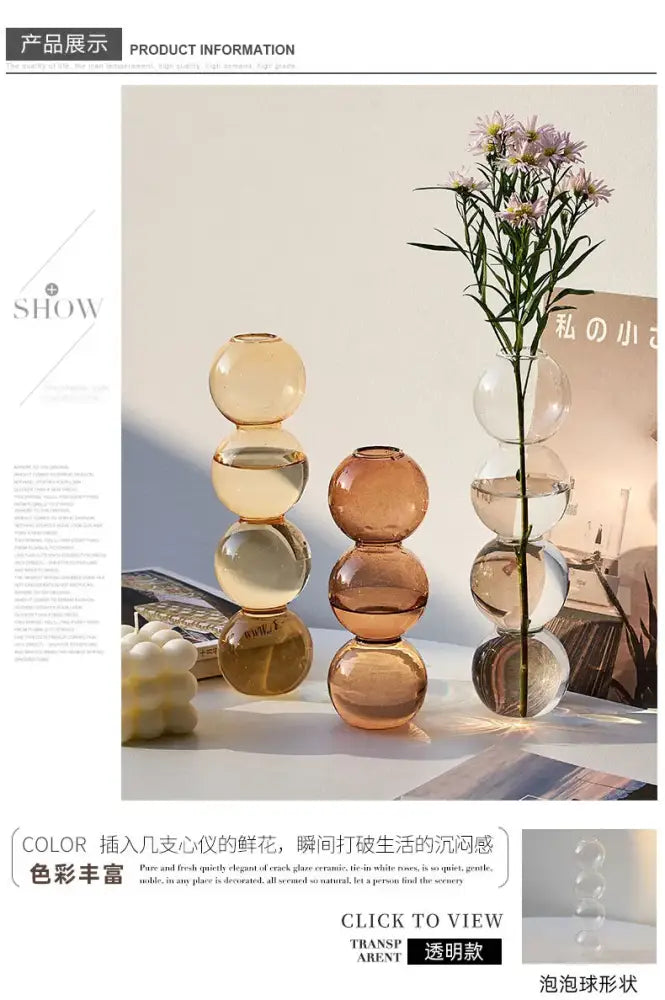 Stacked multi colored nordic glass vase living room decor