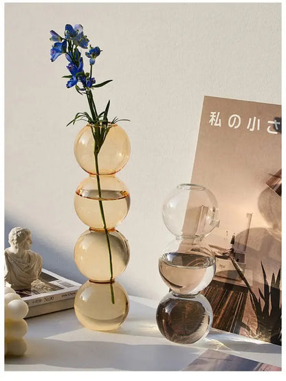 Stacked multi colored nordic glass vase living room decor
