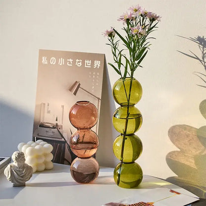 Stacked multi colored nordic glass vase living room decor