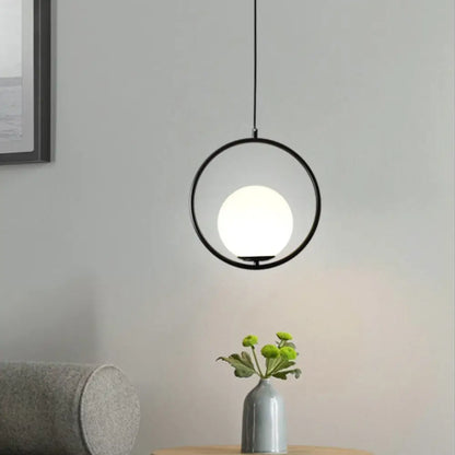 Black and gold glass shade pendant light kitchen globe lamp