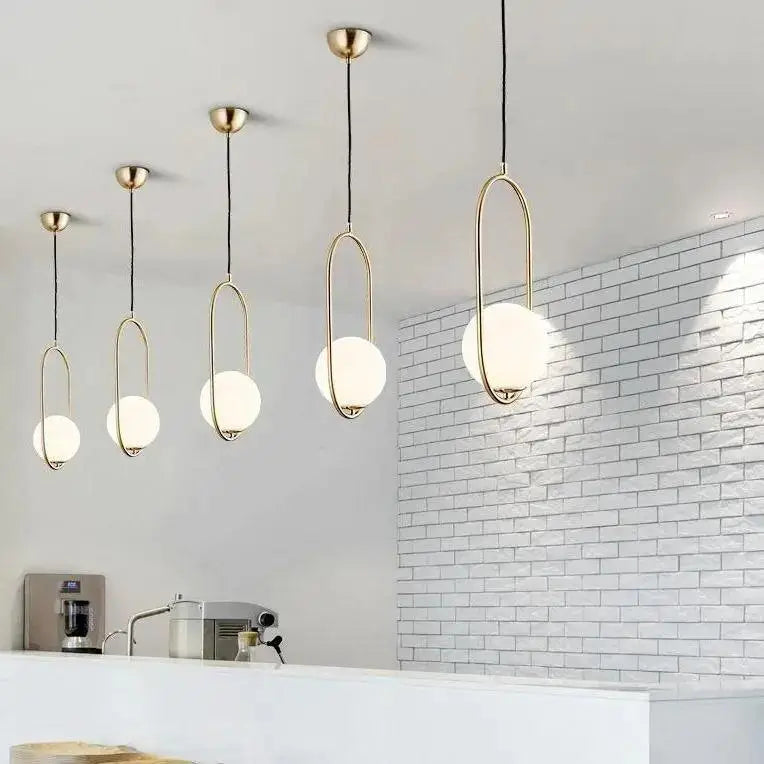 Black and gold glass shade pendant light kitchen globe lamp