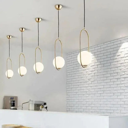 Black and gold glass shade pendant light kitchen globe lamp