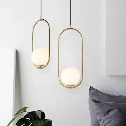 Black and gold glass shade pendant light kitchen globe lamp