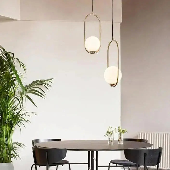 Black and gold glass shade pendant light kitchen globe lamp
