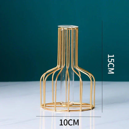DecorBites™ Nordic Golden Iron Hydroponic Table Vase