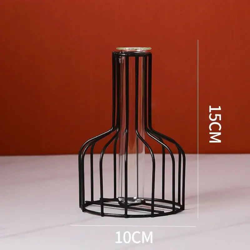 Gold iron and glass vases flower with sunflowers dining room decor