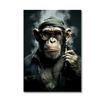 Modern black & gray gorilla wall art canvas living room decor