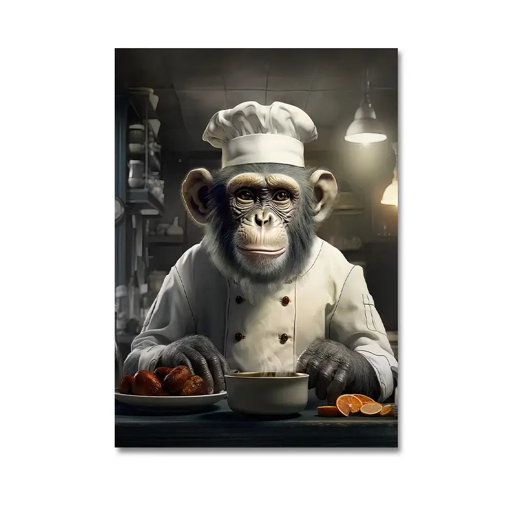Modern black & gray gorilla wall art canvas living room decor