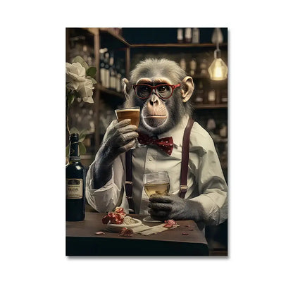 Modern black & gray gorilla wall art canvas living room decor