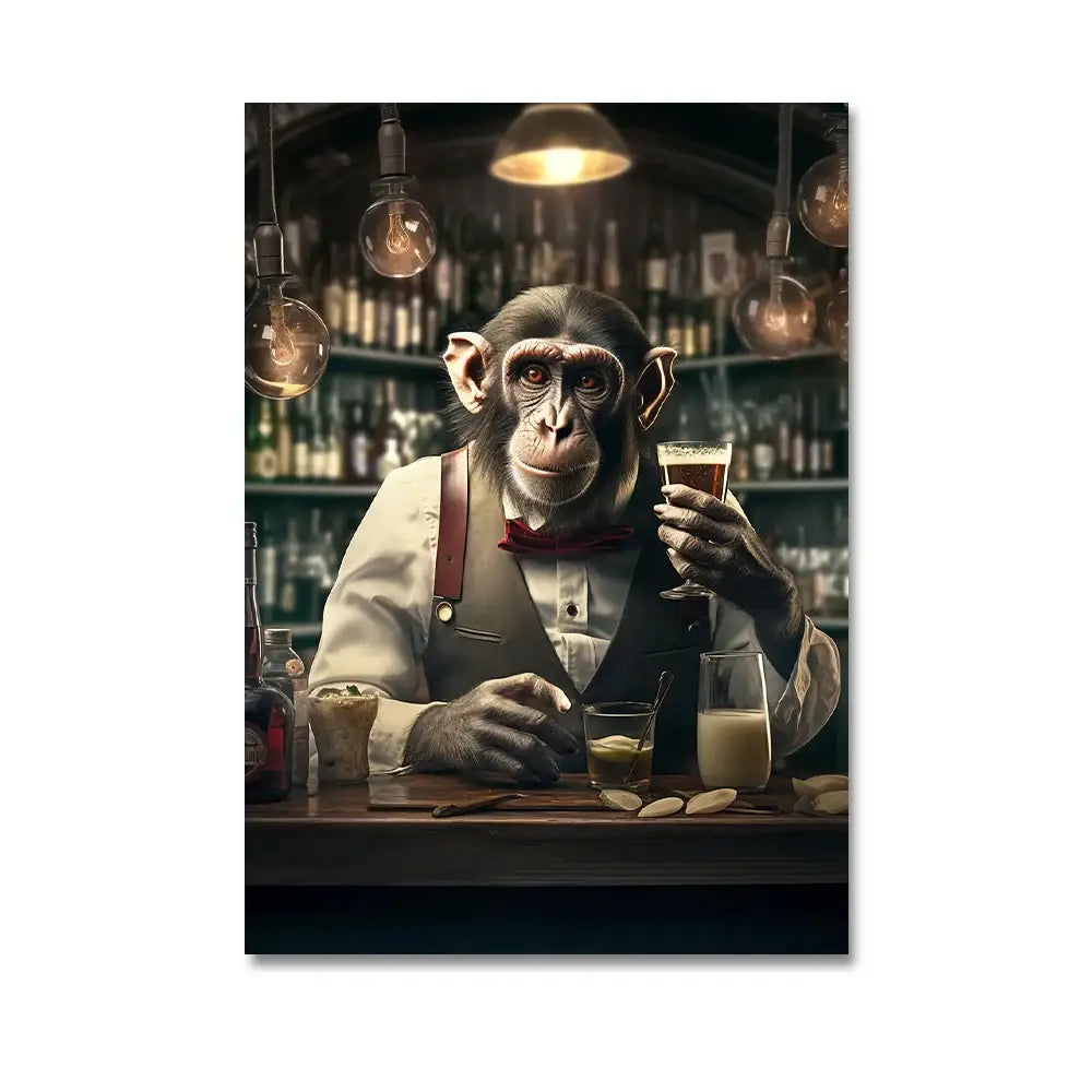 Modern black & gray gorilla wall art canvas living room decor