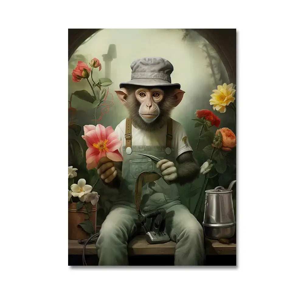 Modern black & gray gorilla wall art canvas living room decor