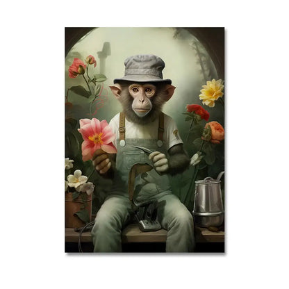 Modern black & gray gorilla wall art canvas living room decor