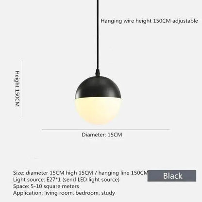 Nordic industrial hanging black kitchen light with frosted glass