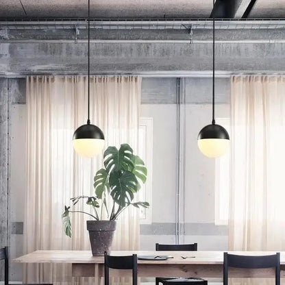 Nordic industrial hanging black kitchen light with frosted glass