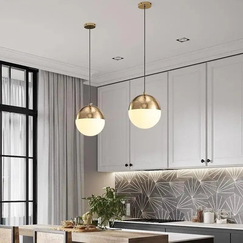 Nordic industrial hanging black kitchen light with frosted glass
