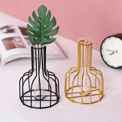 Nordic black & gold hydroponic vase living room wireframe decor