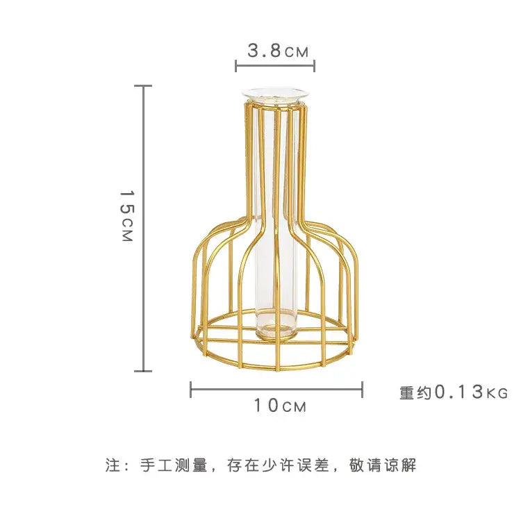 Nordic black & gold hydroponic vase living room wireframe decor