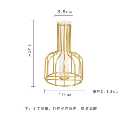 Nordic black & gold hydroponic vase living room wireframe decor