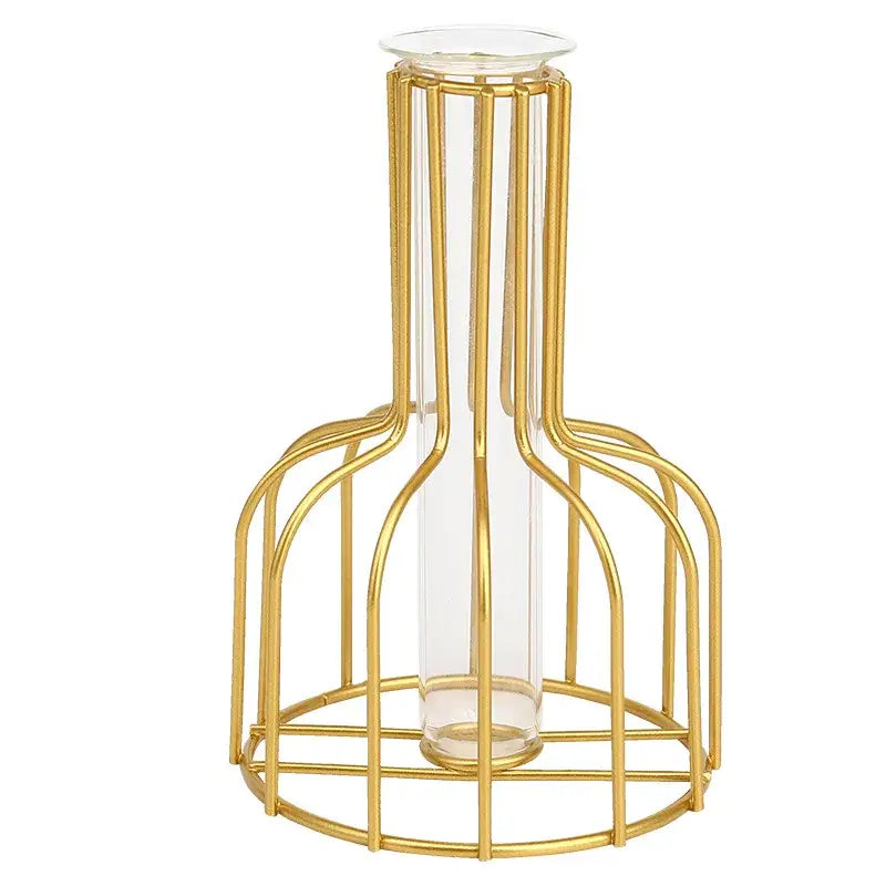 Nordic black & gold hydroponic vase living room wireframe decor