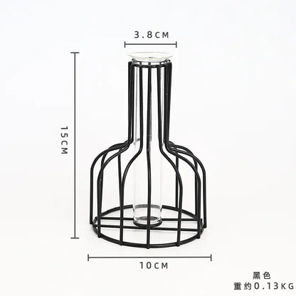 Nordic black & gold hydroponic vase living room wireframe decor