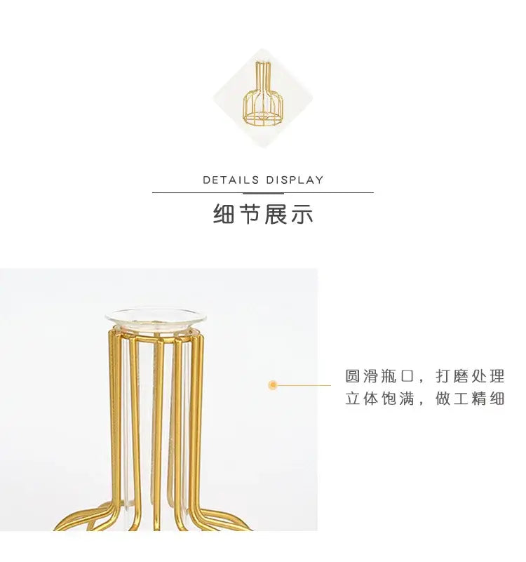 Nordic black & gold hydroponic vase living room wireframe decor