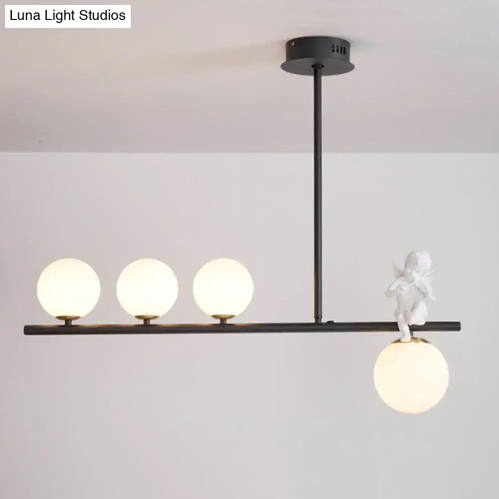 Modern black angel pendant light with glass shade kitchen island