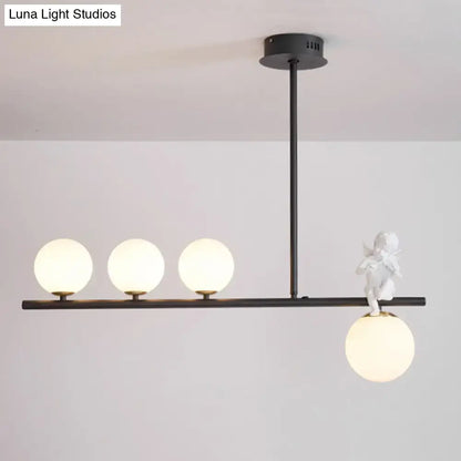 Modern black angel pendant light with glass shade kitchen island