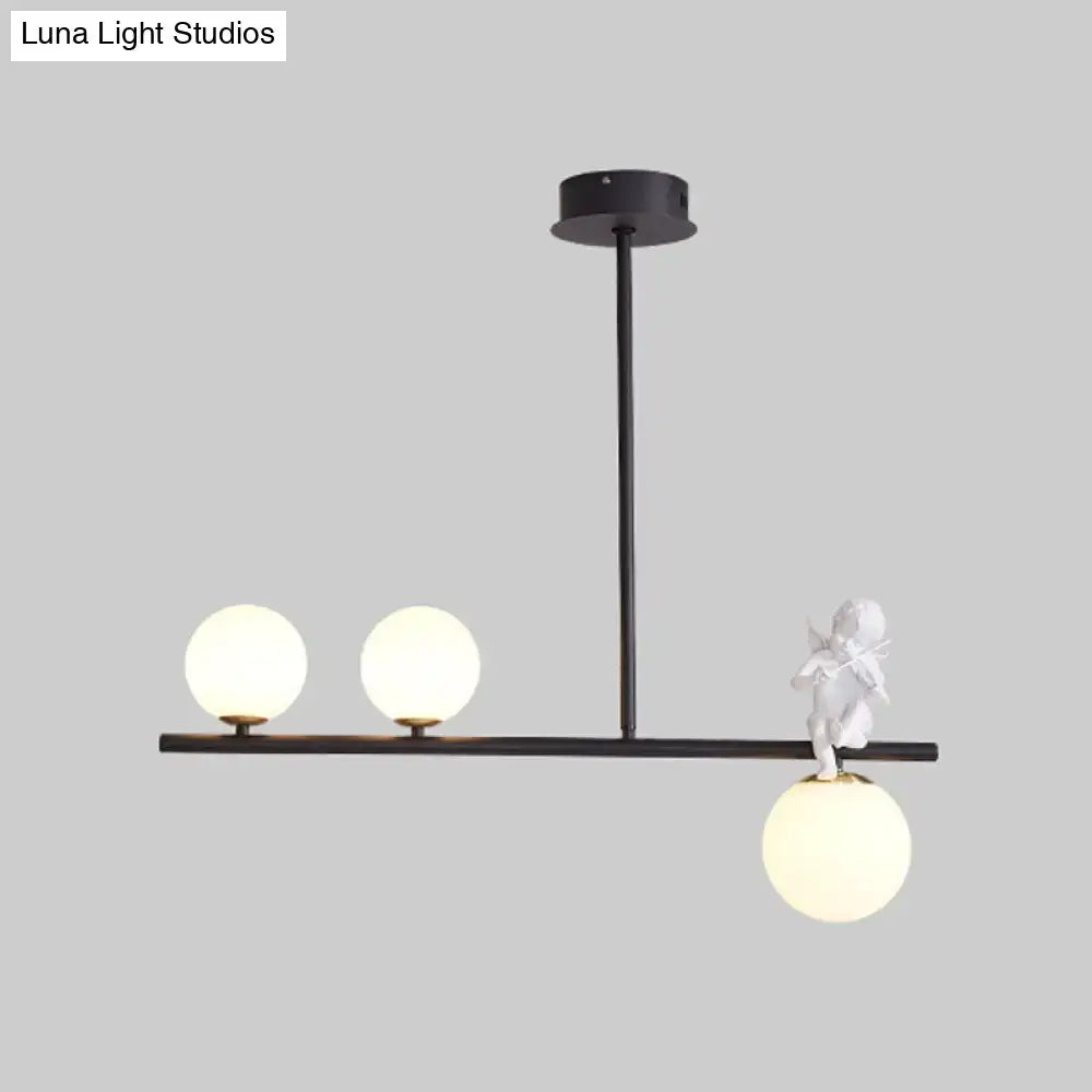 Modern black angel pendant light with glass shade kitchen island