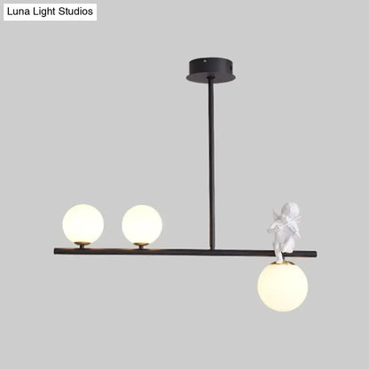 Modern black angel pendant light with glass shade kitchen island